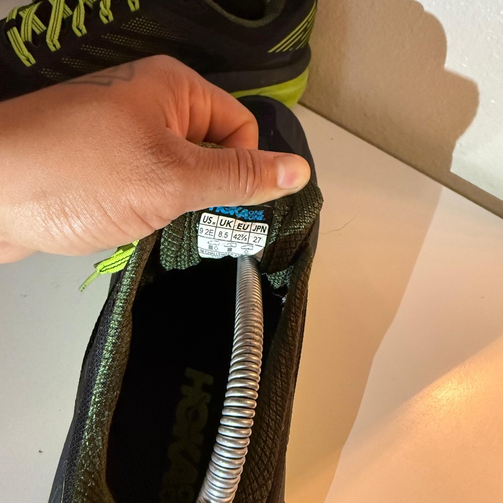 Hoka Black and Neon Green Athletic Shoes - Picture 10 of 10